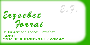 erzsebet forrai business card